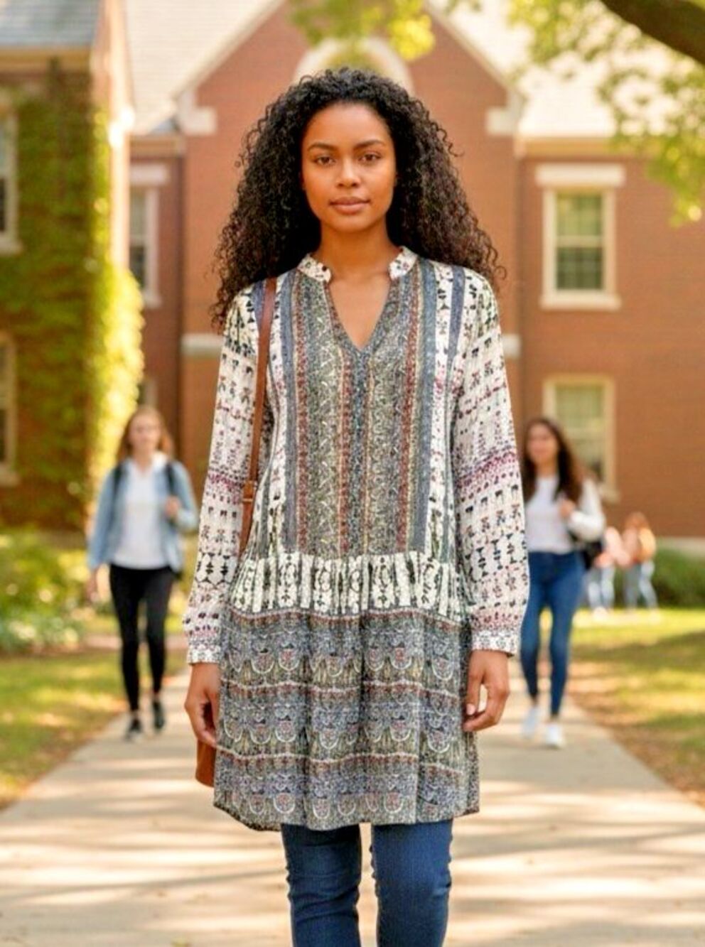 Anthropologie Tiny NEW! shift long sleeve knee length dress sz M boho peasant